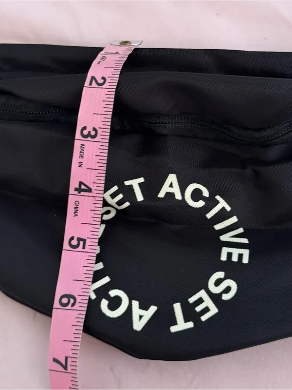 SET Active x Revolve Black Fanny pack belt bag with White Logo Circle, size 13x6 - Image 5