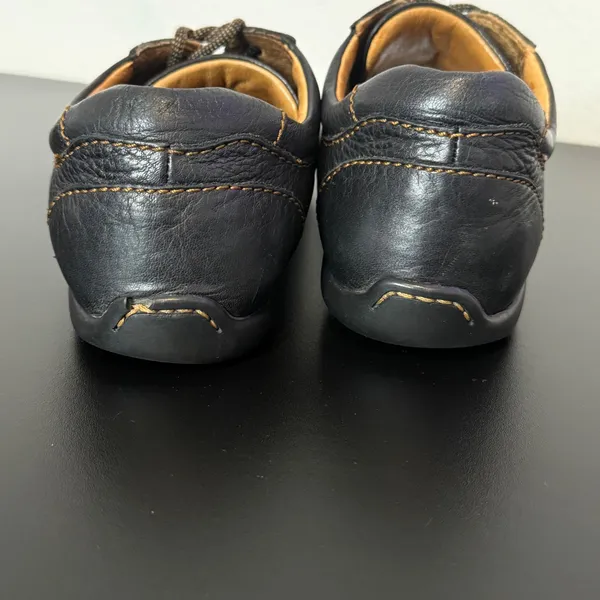 Born Leather Sneakers Womens 7.5 Black W31035 Contrast Stitch Low Top Lace Up - Image 9