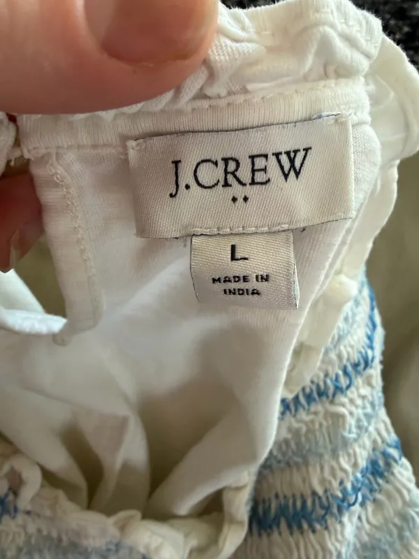J.Crew smocked ruffle-sleeve embroidered Y2K babydoll cottage-core top size large. - Image 5