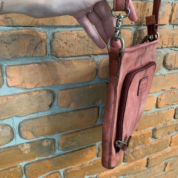 Fossil‎ Women's Y2K Leather Double Pocket Crossbody Bag Pink Small Size - Image 4