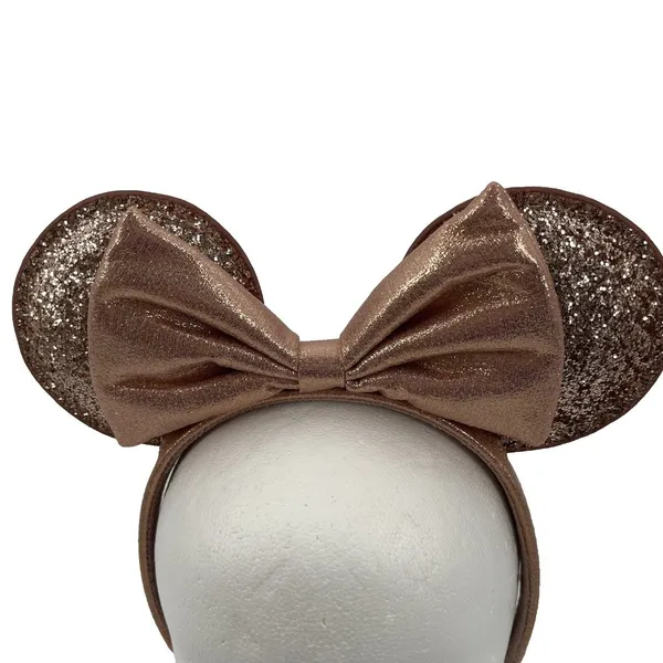 Disney Parks ROSE GOLD Glitter Minnie Mouse Ears Headband Sparkle Bow Holiday - Image 3