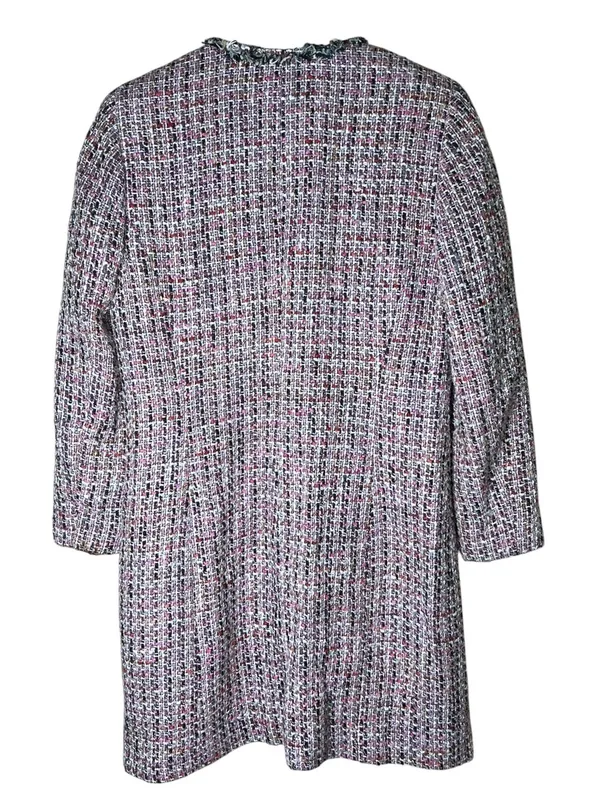 VTG Garfield & Marks Pink Tweed Coco Jacket Longline Open Front Fringe Sz 4 USA - Image 2