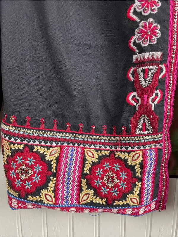Anthropologie Abstract Embroidered Jacket Size Small Black Multicolor Boho Artsy - Image 7