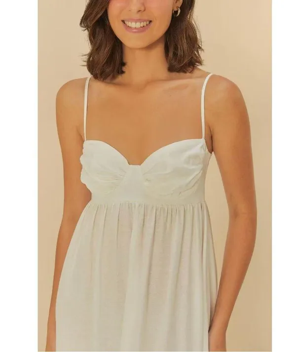 NWOT Farm Rio Linen Blend White Sleeveless Maxi Dress Size S - Image 3