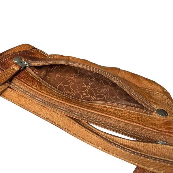 Vintage Fossil Brown Camel Tan Pebbled Leather Bag Crossbody Purse‎ Organizer - Image 7