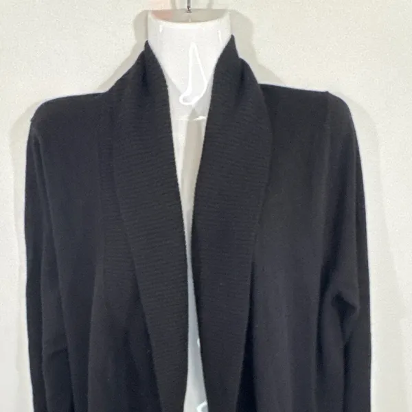 Quince Black 100% Mongolian Cashmere Shawl Cardigan Women Large NWT Luxury Knit - Image 3