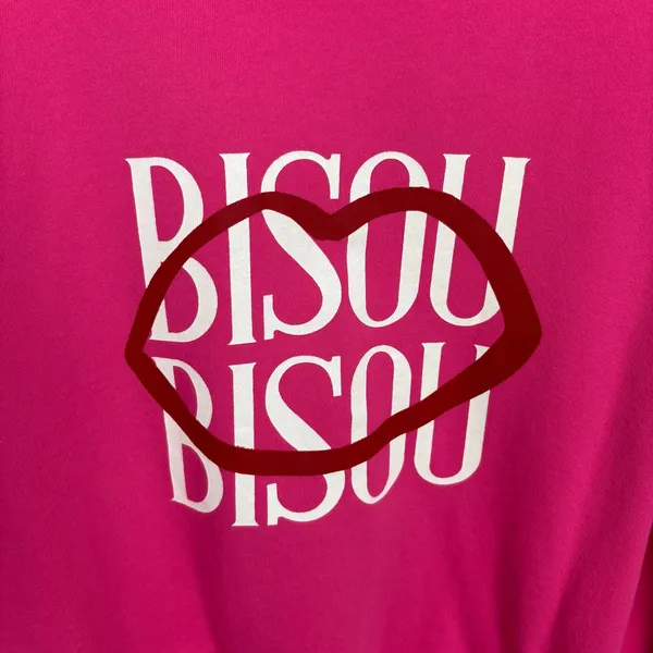 Anthropologie Jordan Nickson Bisou Bisou Sweatshirt Cotton Stretch Pink Medium - Image 8