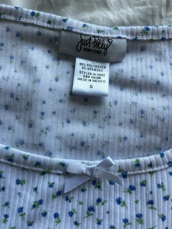 square neck floral shirt Blue - Image 3