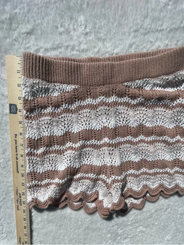 Hippie Rose Tan Ribbed‎ Knit shorts with Satin Lining - Image 8