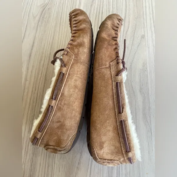 UGG Tan Suede Moccasin Slippers - Image 3