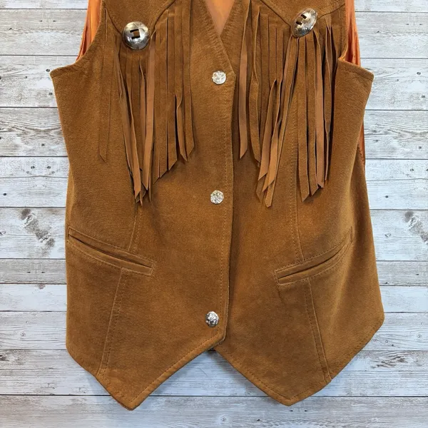 Vintage Cedars Womens M Vest Suede Fringe Leather Brown Western Cowboy Cowgirl - Image 3