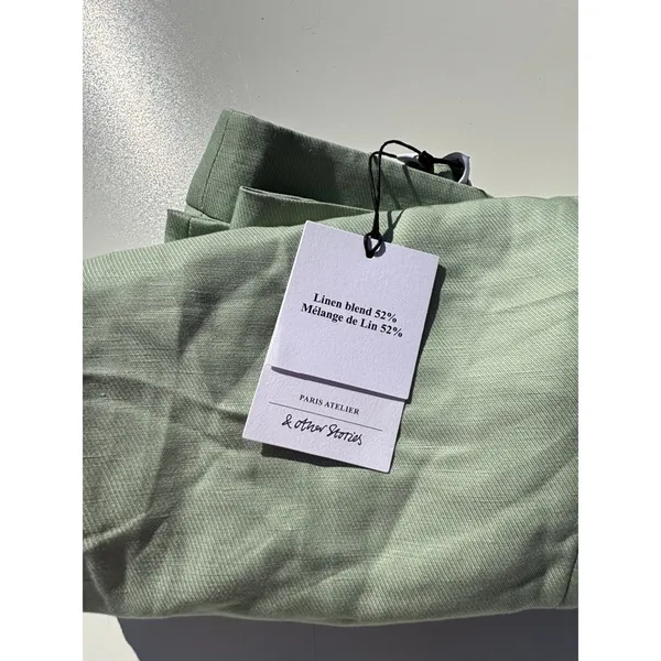 & Other Stories Linen Blend Mint High Waist Wide Leg Pants 2 - Image 2