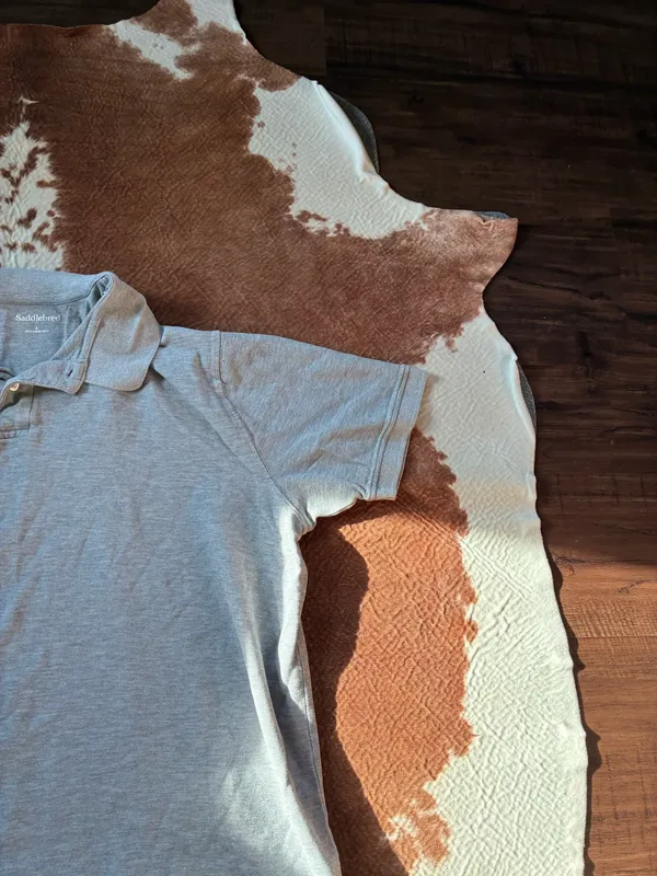 Saddlebred grey short sleeve polo top size large fits medium best Collar needs to be ironed - Image 2