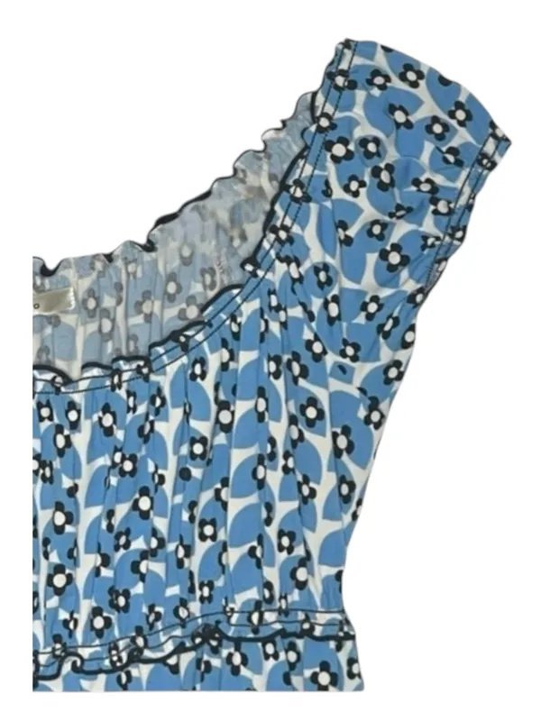 Max Studio ✿ Daisy Print Smocked Ruffled Babydoll Peasant Top ✿ Baby Blue ✿ M - Image 5