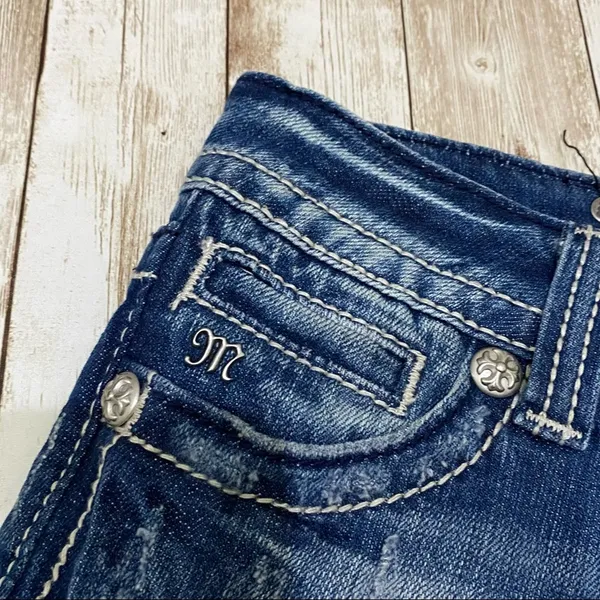 Miss Me JP5091BM Bermuda Peace Out Studded Low Rise Denim Jean Shorts 25 - Image 5