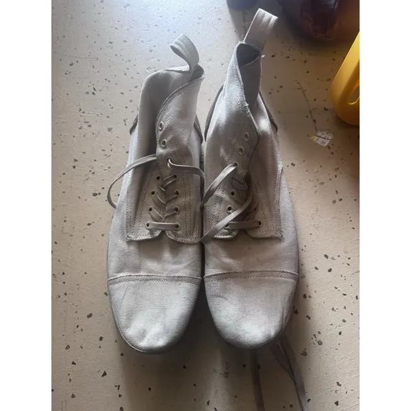 Divided H&M cream ivory canvas lace military boots womens size 12/ 45 - Image 7