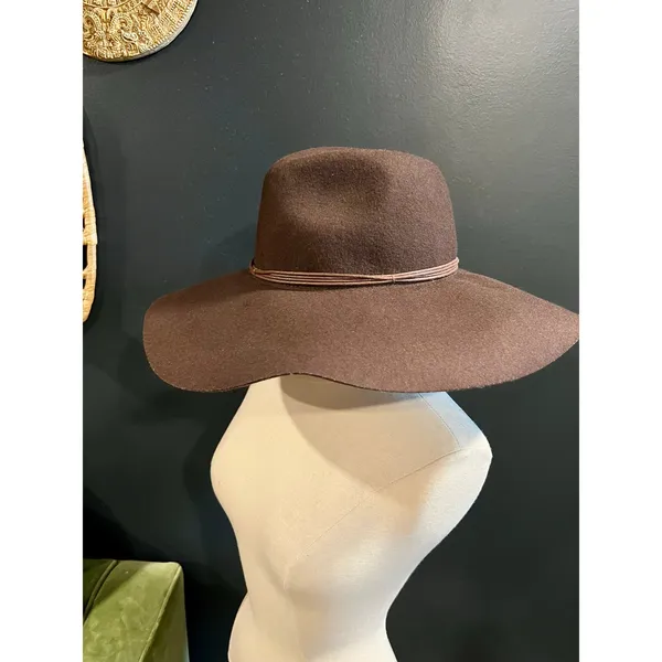 American Eagle Brown 100% Wool Wide Brim Floppy Hat - Image 3