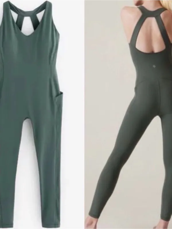 Athleta Transcend green full length activewear workout Bodysuit size xxs NWT - Image 4