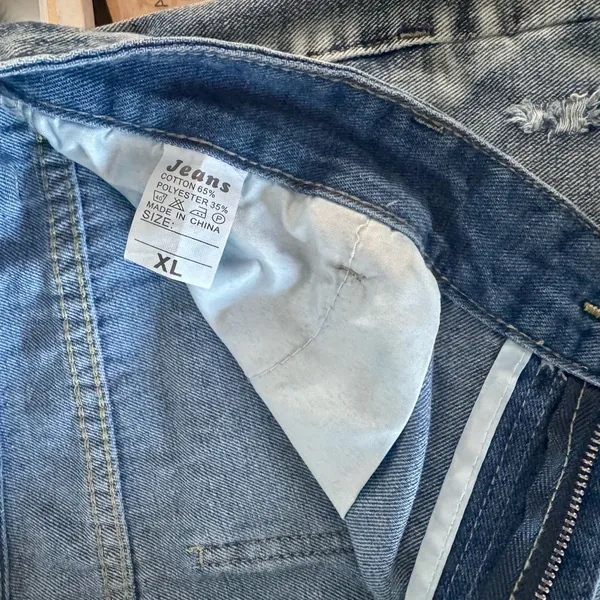 Blue Distressed Jean Shorts Size XL - Image 3