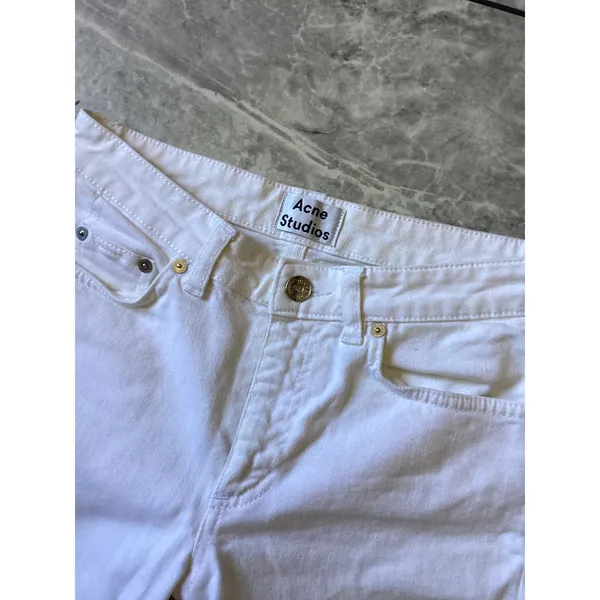 Acne Studios Row White Straight Leg High Rise Jeans Size 24/32 Made in Italy - Image 2
