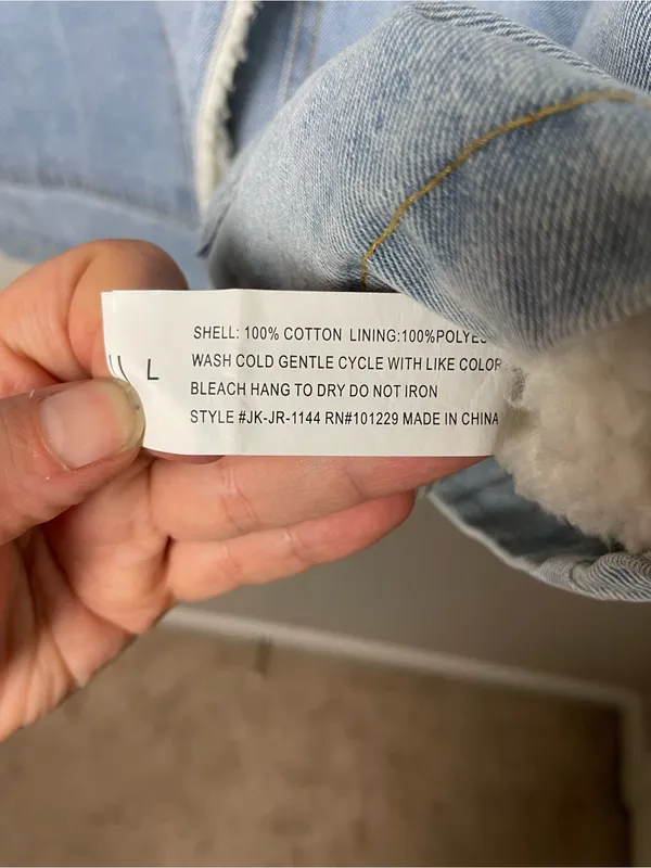 Ashley Vintage Charm HEAVY Sherpa-Lined Light Blue Denim Jacket Size L - Image 5