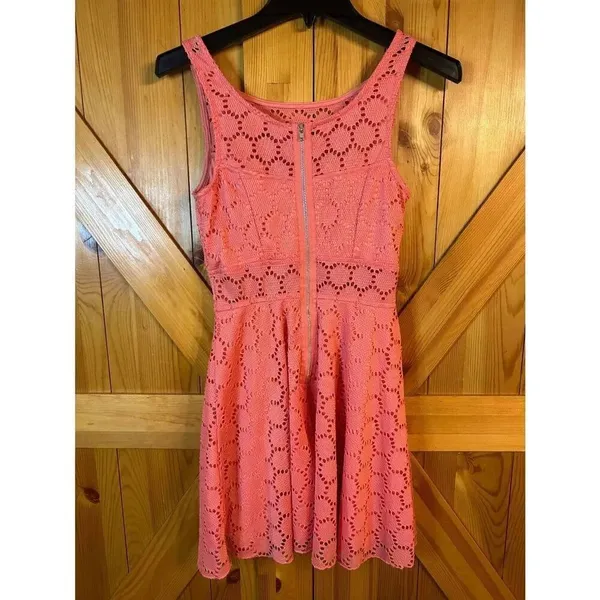 Trixxi Pink Lined Sleeveless Lace Zip Up Short Dress Size 5 (8914) - Image 6