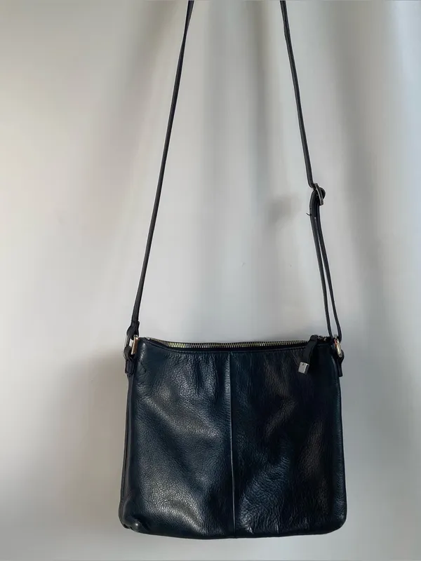 Margot black leather crossbody bag purse Classic minimalist fall winter classic - Image 12