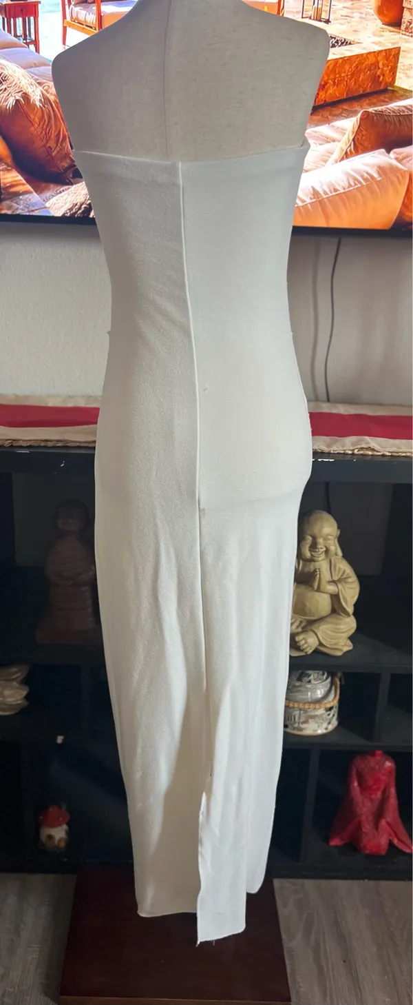 Womens medium Zara White Strapless Cut-Out Maxi Dress - Image 4