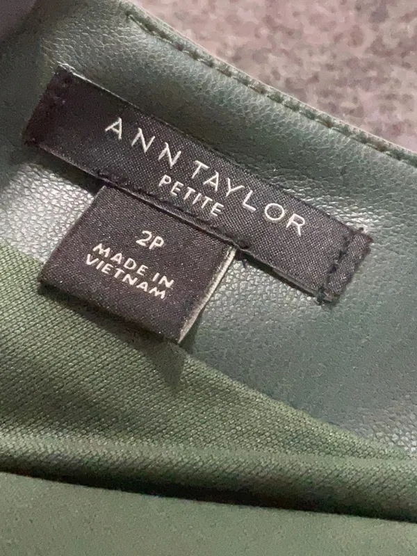 Short Sleeve Faux Leather Green Dress - Image 2