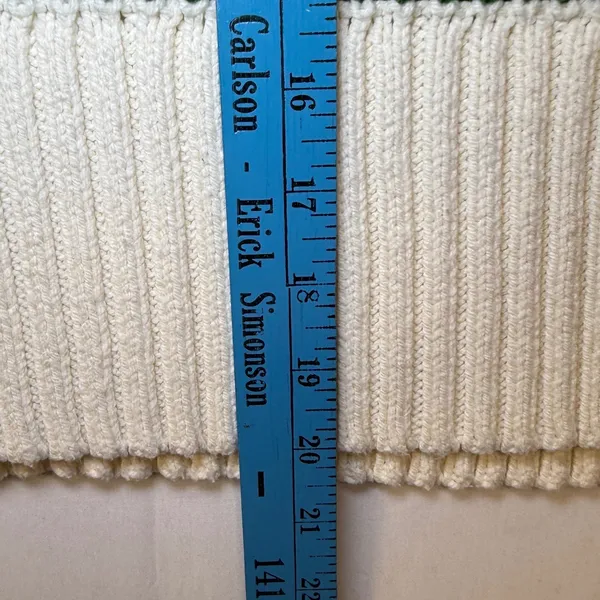Madewell Womens Wide Ribbed Striped Turtleneck Sweater Small Ivory Green - Image 8