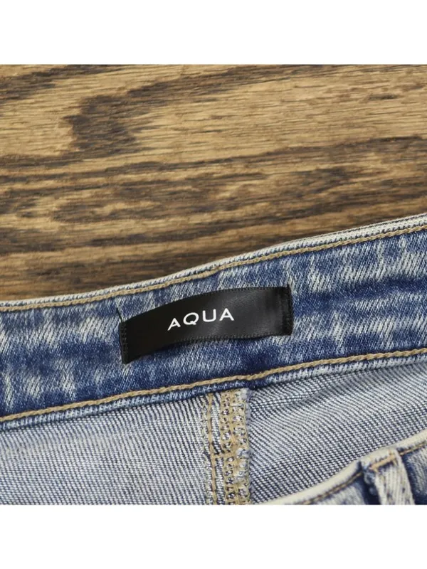 NWT Aqua Distressed High Rise Wide Leg Jeans AQ9142C-M Medium Wash Blue 27 - Image 3