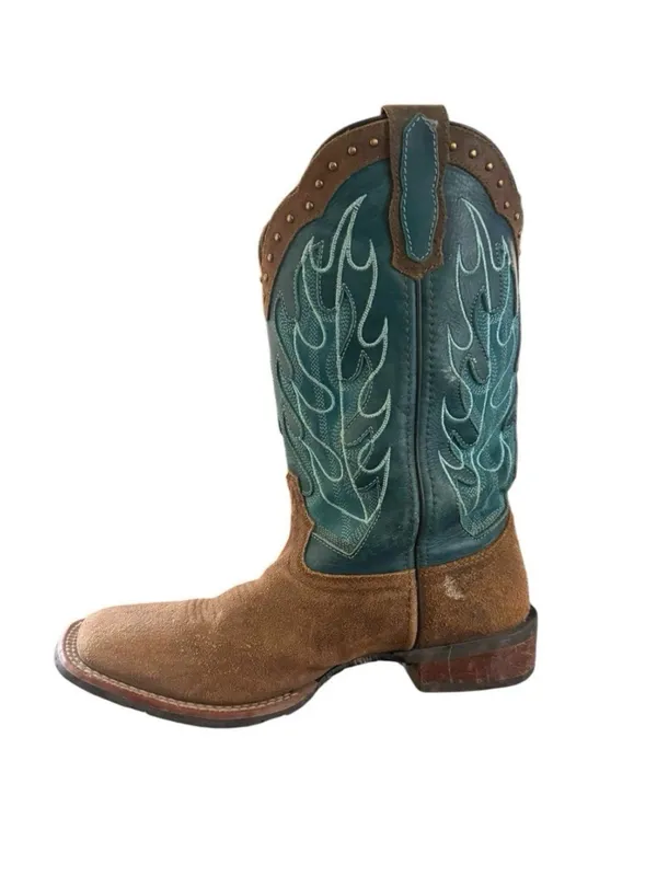 Laredo Women's Faye Broad Square Toe Leather Boots Womens Size 7.5 - Image 7