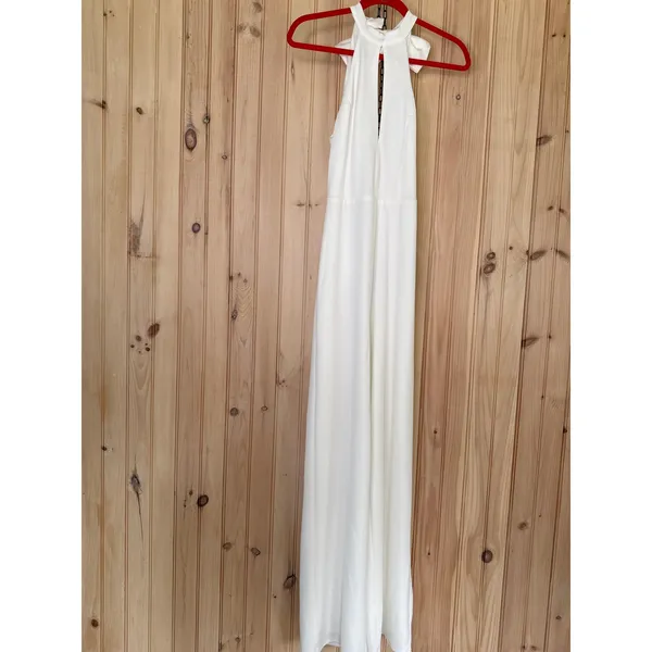 NWT Lulus Striking Elegance White Cutout Backless Halter Jumpsuit Elegant Sz S - Image 2