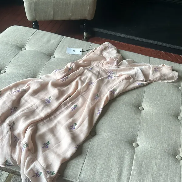NWT LPA The Label Revolve Pink Ruffle Lavender‎ Floral Maxi Dress Size Medium - Image 10