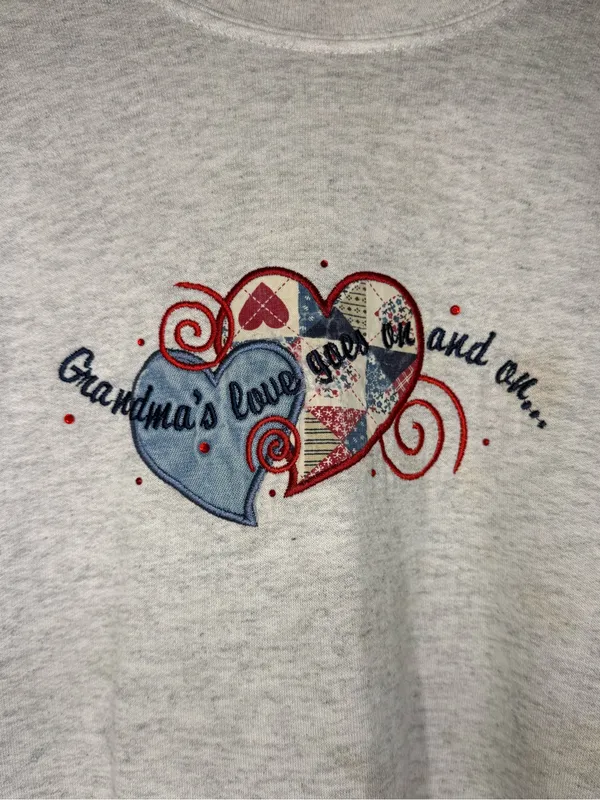 Vintage 90s Grandma Embroidered Crewneck Sweatshirt M&C Sportswear Grannycore Lg - Image 2