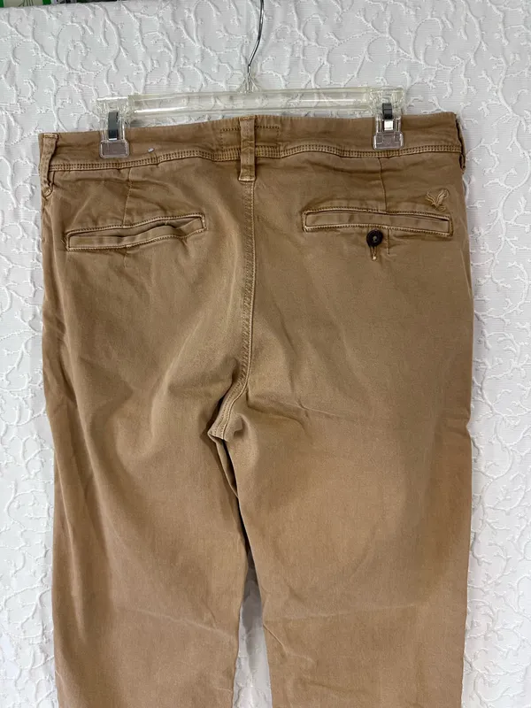 American Eagle Next Level Flex Slim Straight Tan Khaki Pants 32x32 Soft Stretch - Image 3