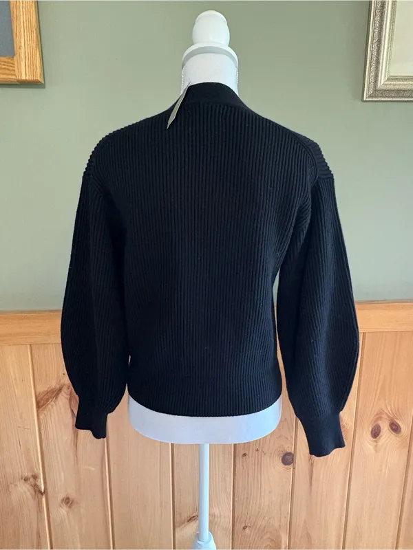 J. Crew Black Ribbed V-Neck Button-Up Cardigan NWT size XXS - Image 4