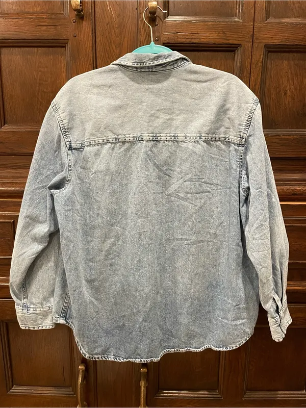 GAP Oversized Denim Cotton Shirt Blue Size L - Image 2