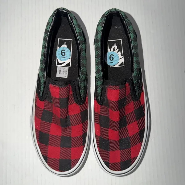 Vans Classic Slip On Shoes Womens Size 7.5 Buffalo Plaid Canvas Casual Comfort - Image 8