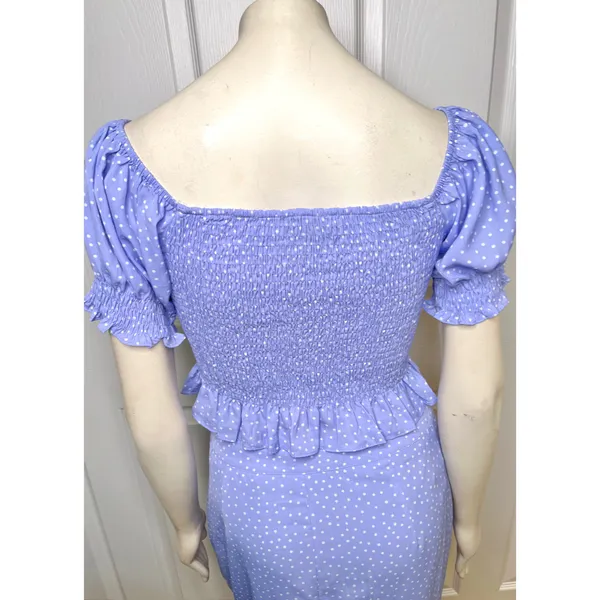 Red Dress Boutique Indigo Polka Dot Smocked Puff Sleeve Top & Ruffle Skirt Set - Image 9