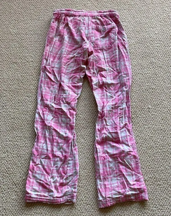 American Eagle Pink Grey Plaid Pajama Pants Women’s Size Small Stretch FLAWS - Image 10