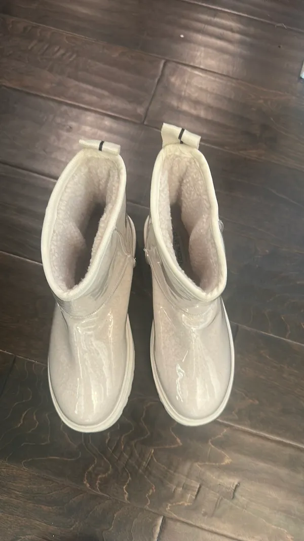 Steve Madden White Patent Sherpa-Lined Ankle Boots - Image 2