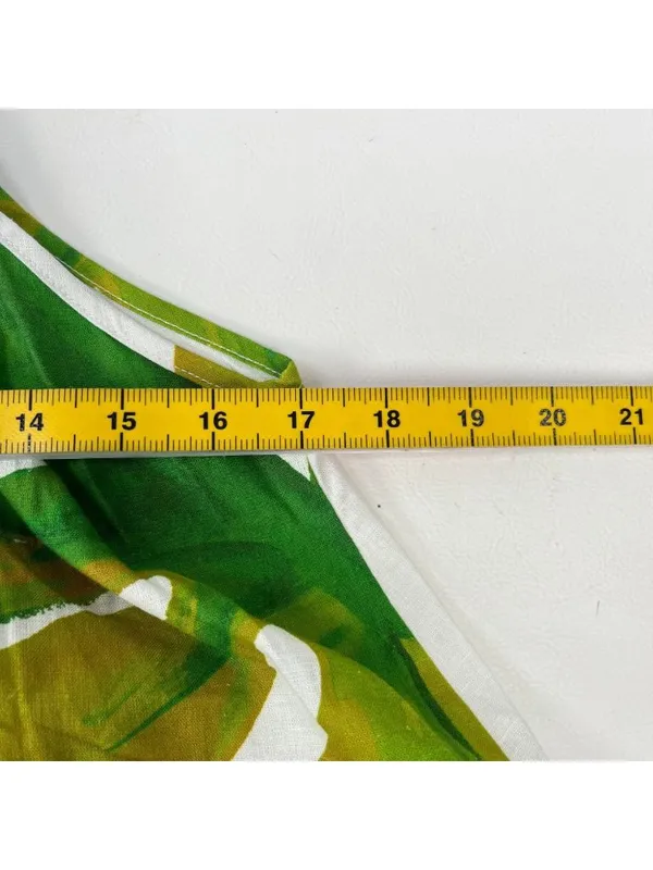 NWOT Farm Rio Linen Blend Green Leaf Print Sleeveless Maxi Dress Size XS - Image 12