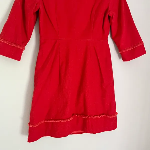 Boden Women’s 3/4 Sleeve V Neck Fringe Detail Dress in Orange Size 4 Petite - Image 7