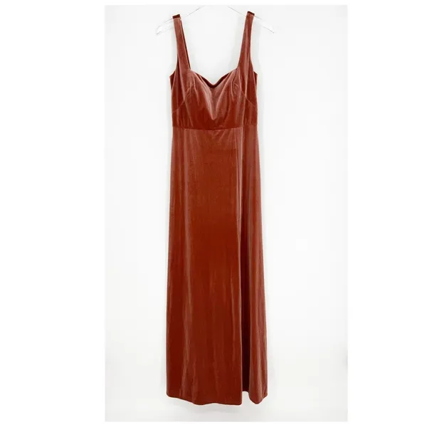 NWT Jenny Yoo Collection Mara Velvet‎ Maxi Gown Women's 6 Orange Formal - Image 2