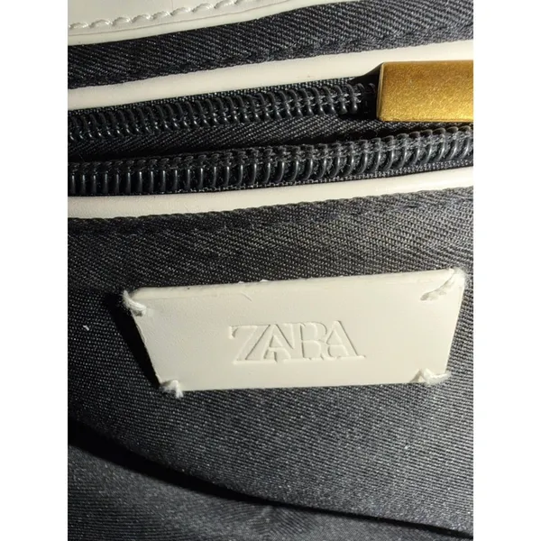 Zara Cream Asymmetric Crossbody Bag Sculptural Minimalist Half Moon Purse EUC - Image 2