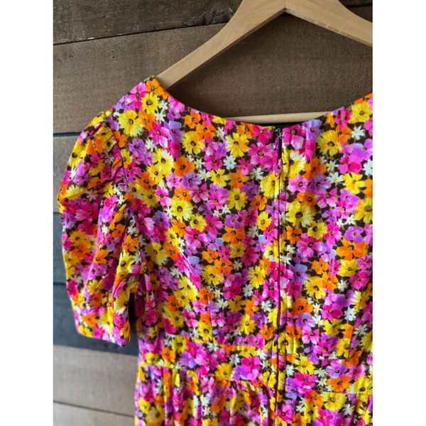 Vintage 70s Handmade Floral Puff Sleeve Maxi Dress Empire Waist Cottagecore - Image 13
