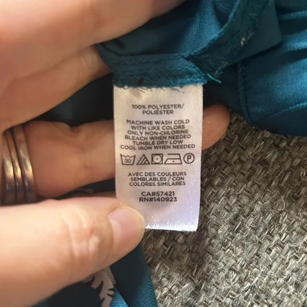 LOFT Teal Satin Sleep Pants with White & Black Zebra Print | Size Small - Image 11