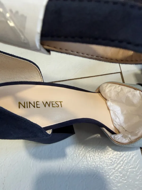 Tacones Nine West punta fina ankle strap negro gris talla 8M elegantes - Image 5