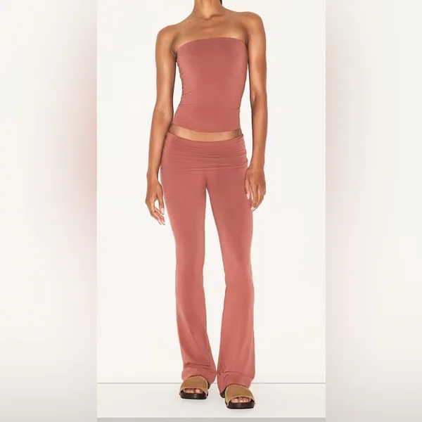 SKIMS Cotton Jersey Fold Over Pants – Redwood – Size L – NWT‎ - Image 2